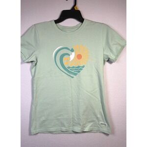 Life is Good Tee Womens Medium Mint Green Excellent Off The Wall Logo Shirt